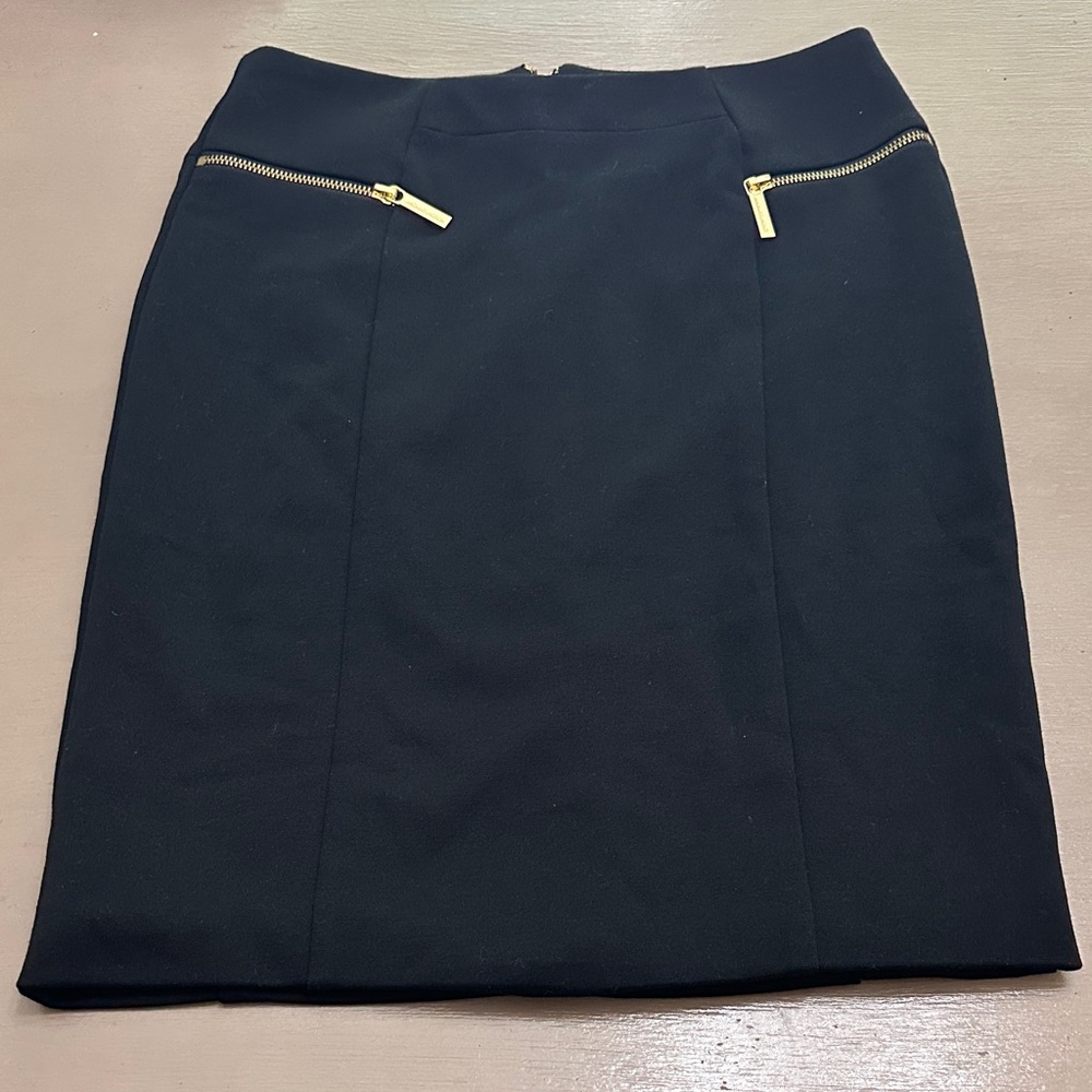 Michael Kors Black Pencil Skirt with Gold Accents